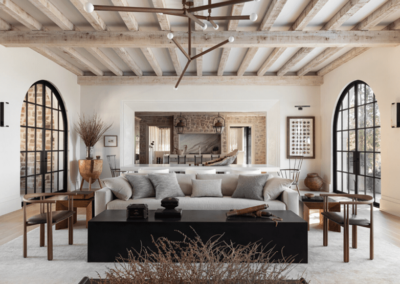 warm exposed wood beams arched doorways and beautiful santa barbara design